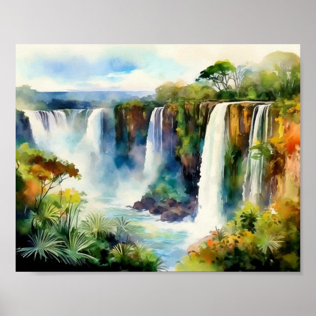 Affiche Iguazu Falls Argentine Aquarelle (Devant)