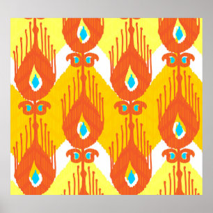 Affiche Ikat Fabric Motif : Ethnic Vintage Design.