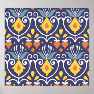 Affiche Ikat fait main : Tissu ethnique boho