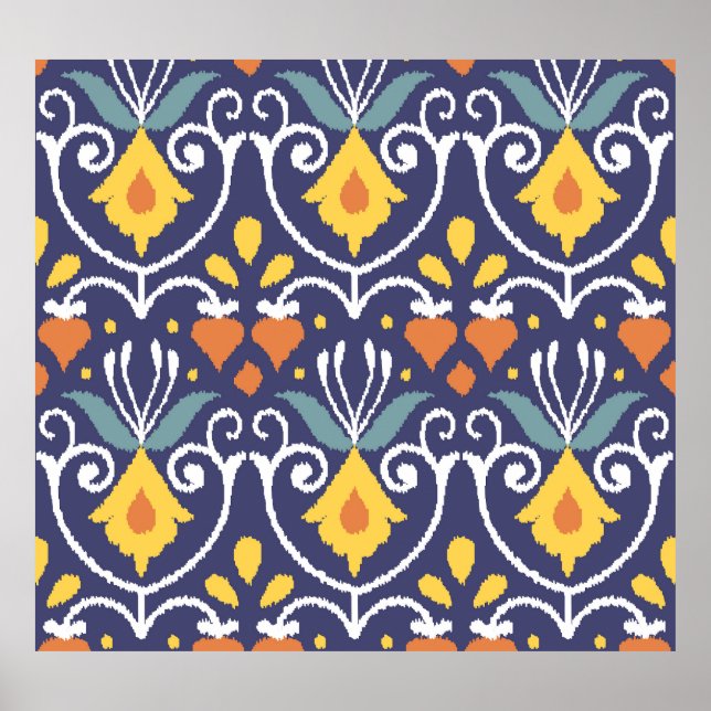 Affiche Ikat fait main : Tissu ethnique boho (Devant)