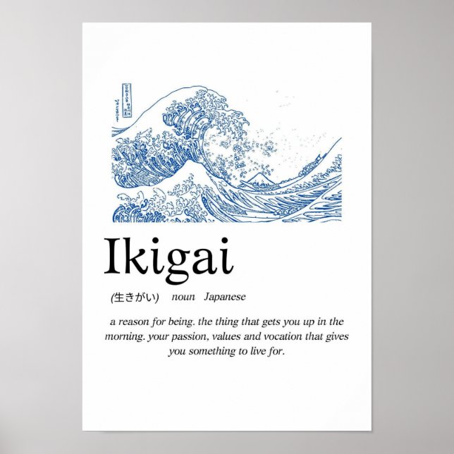 Affiche Ikigai Definition Wall Art – Japanese Meaning of L (Devant)