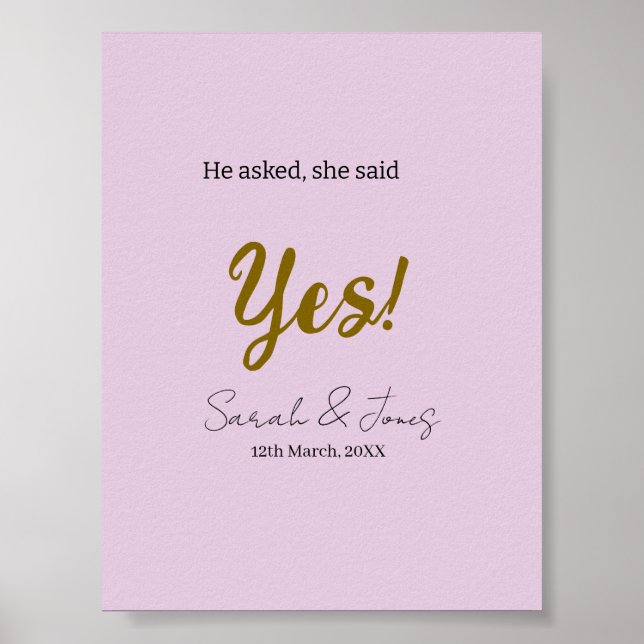 Affiche Il a demandé elle a dit oui engagement simple or p (Devant)