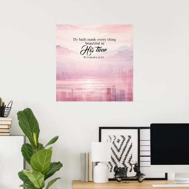 Affiche "Il A Tout Fait Belle Aquarelle" Coucher De Soleil (Bureau à domicile)