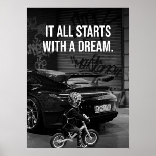 Affiche Il Commence Par Un Rêve, Supercar Hustle Motivatio