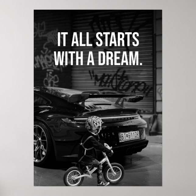 Affiche Il Commence Par Un Rêve, Supercar Hustle Motivatio (Devant)