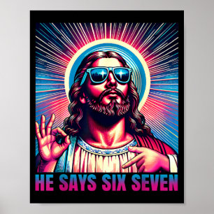 Affiche Il dit six sept Joyeuses Pâques Jésus Sungles Chri