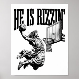 Affiche Il Est Basketball Rizzin Chemise Pâques Chrétien