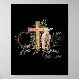 Affiche Il Est Ressuscité Agneau Mouton Croix Jésus Christ