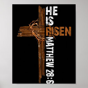 Affiche Il est ressuscité boho pâques chrétien jésus
