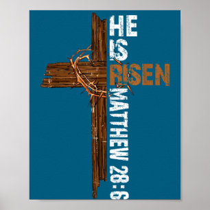 Affiche Il est ressuscité boho pâques chrétien jésus