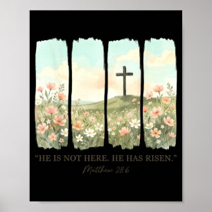Affiche Il est ressuscité christian wildflower joyeuses pâ