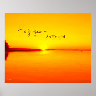 Affiche Il est ressuscité Coucher de soleil sur l'eau