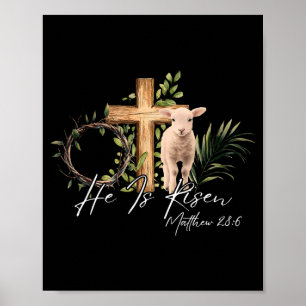 Affiche Il Est Ressuscité Croix Chrétienne Jésus Mouton Bi
