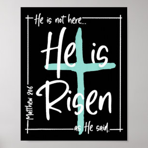Affiche Il Est Ressuscité Croix Chrétienne Jésus Verset Bi