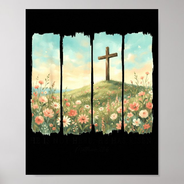 Affiche Il Est Ressuscité Croix De Pâques Matthieu 28_6 Ch (Devant)