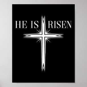 Affiche Il Est Ressuscité Croix Jésus Religieux Joyeux Jou