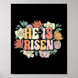 Affiche Il Est Ressuscité Floral Christian Joyeux Pâques F