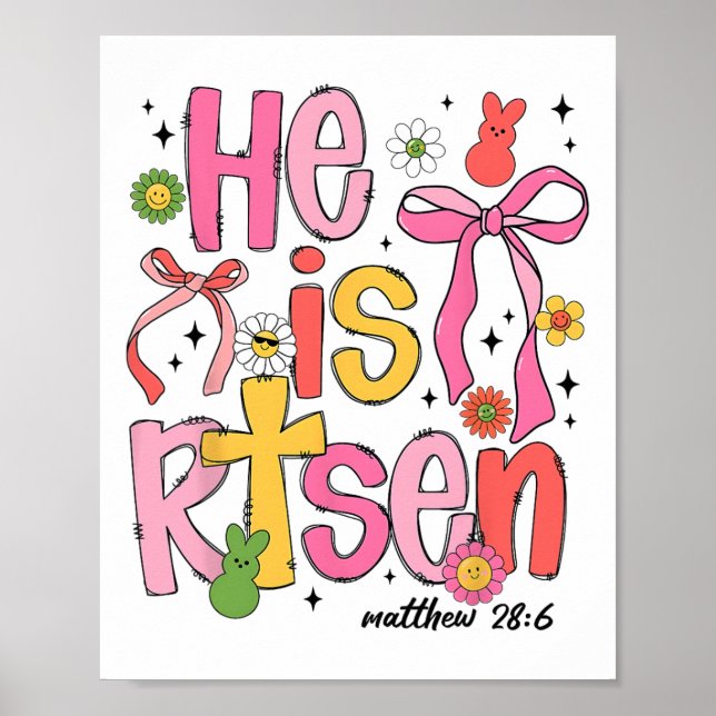Affiche Il Est Ressuscité Jésus Chrétien Joyeuses Pâques E (Devant)