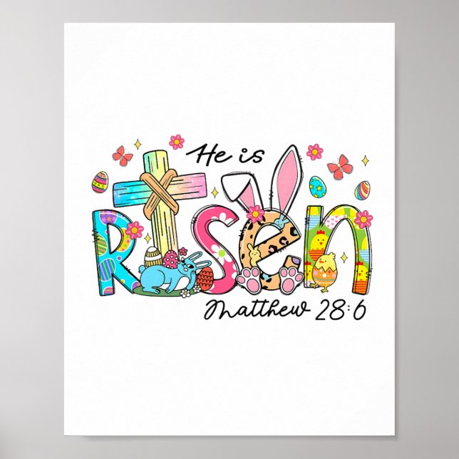 Affiche Il Est Ressuscité Jésus Chrétien Joyeuses Pâques E (Devant)