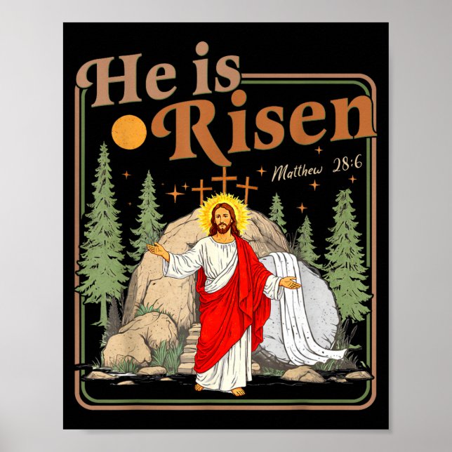 Affiche Il est ressuscité Jésus chrétien joyeuses pâques f (Devant)