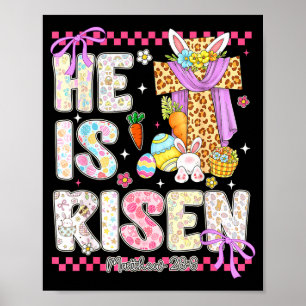 Affiche Il est ressuscité Jésus chrétien joyeuses pâques f