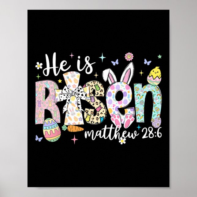 Affiche Il Est Ressuscité Jésus Chrétien Joyuses Pâques Fe (Devant)