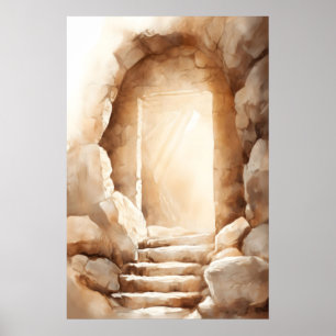Affiche Il est ressuscité Jésus-Christ Ressuscité Tombeau 