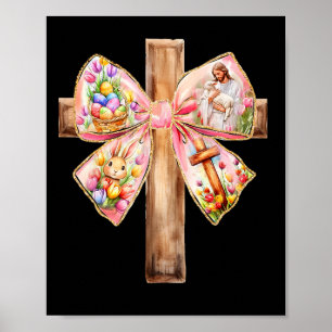 Affiche Il Est Ressuscité Jésus Coquette Bow Croix de Pâqu