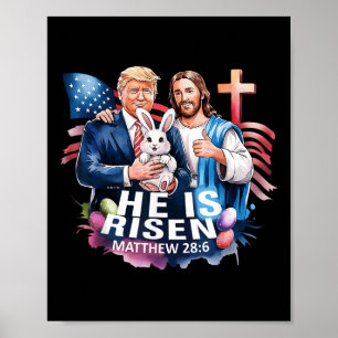 Affiche Il Est Ressuscité Jésus Drôle Trump Us Drapeau Heu