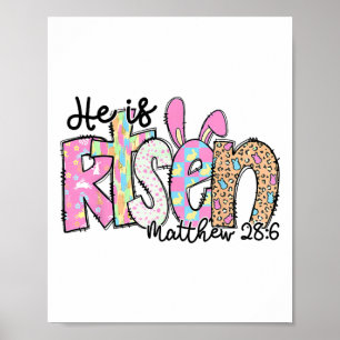 Affiche Il Est Ressuscité Lapin Croix Chrétienne Joyeuses