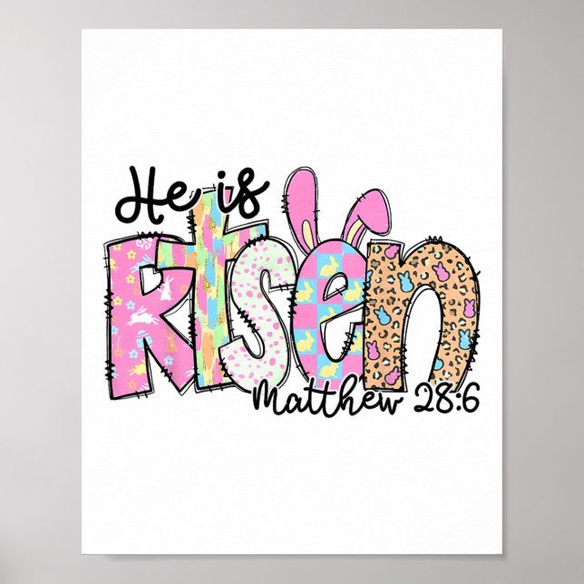 Affiche Il Est Ressuscité Lapin Croix Chrétienne Joyeuses  (Devant)