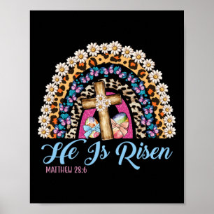 Affiche Il Est Ressuscité Leopard Rainbow Heureux Pâques