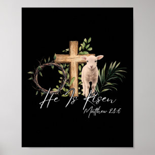 Affiche Il Est Ressuscité Mouton Agneau Croix Jésus Chréti