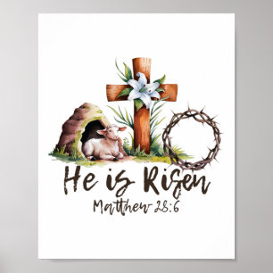 Affiche Il Est Ressuscité Mouton Agneau Croix Jésus Chréti