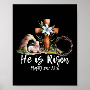 Affiche Il Est Ressuscité Mouton Agneau Croix Jésus Chréti