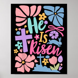 Affiche Il Est Ressuscité Pâques Croix Coquette Jésus Chré