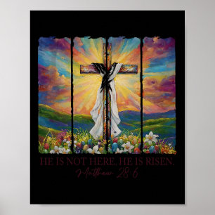 Affiche Il Est Ressuscité Printemps Pâques Jésus Croix Chr