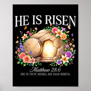 Affiche Il est ressuscité religieux chrétien pâques jésus