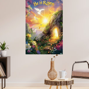 Affiche Il est ressuscité — Résurrection de Pâques —  Luc 