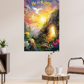 Affiche Il est ressuscité — Résurrection de Pâques —  Luc 