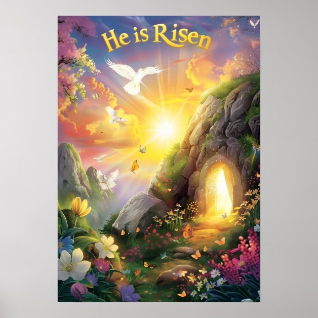 Affiche Il est ressuscité — Résurrection de Pâques — Luc 2 (Devant)