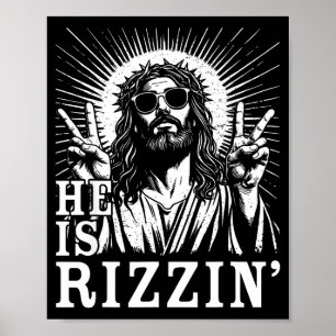 Affiche Il est Rizzin Croix Chrétienne Jésus Verset de la