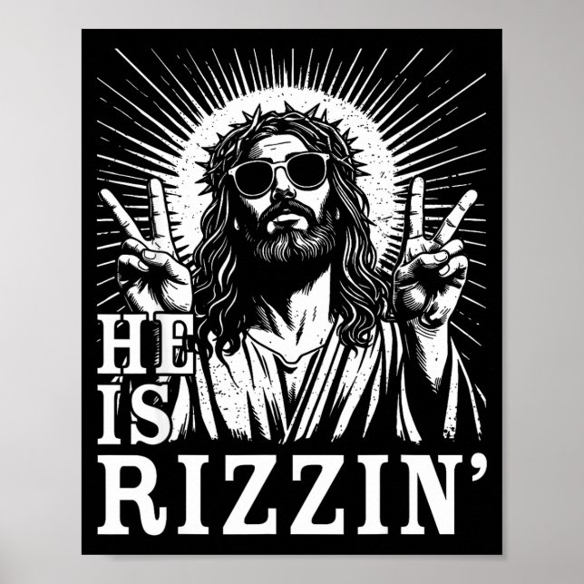 Affiche Il est Rizzin Croix Chrétienne Jésus Verset de la  (Devant)