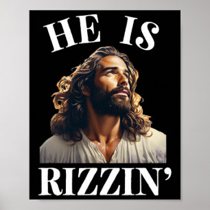 Affiche Il Est Rizzin - Drôle Jésus chrétien Pâques Dit