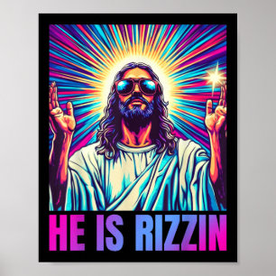 Affiche Il Est Rizzin Drôle Jésus mème Christian Hommes Ga