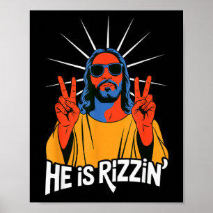 Affiche Il est Rizzin drôle Jésus Mème Humour chrétien Riz