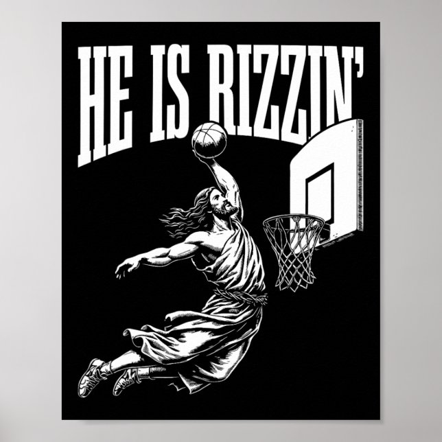 Affiche Il Est Rizzin Fun Jesus Basketball Mème (Devant)