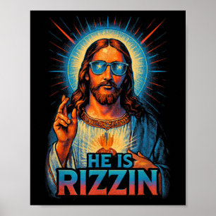 Affiche Il Est Rizzin Jésus Bénédiction Gésture Amour Pâqu