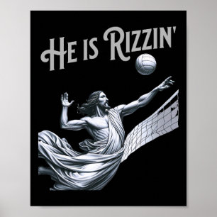 Affiche Il est Rizzin Jésus jouant au volley-ball drôle de