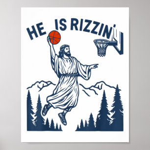 Affiche Il est Rizzin Pâques Drôle Bysketbyll Chrétien Rel
